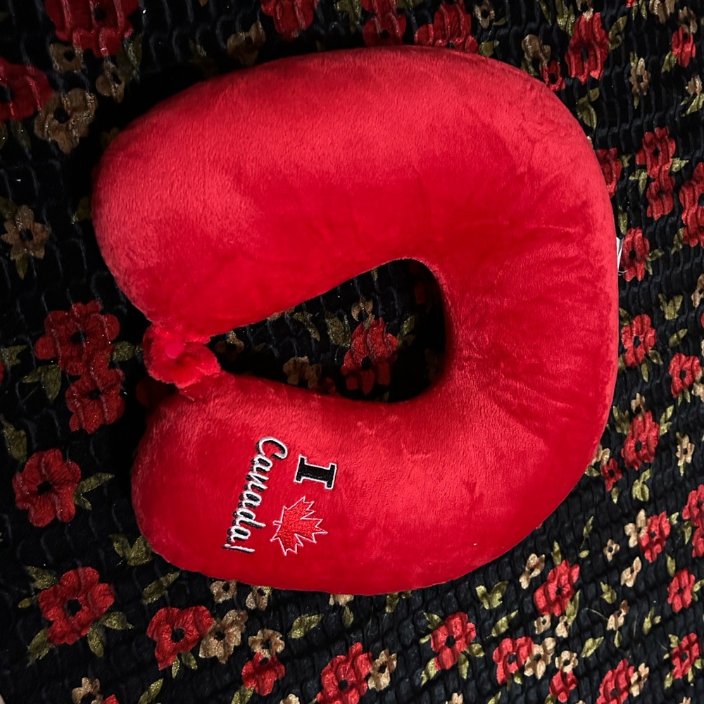 Red Travel Neck Pillow with Canada Embroidery